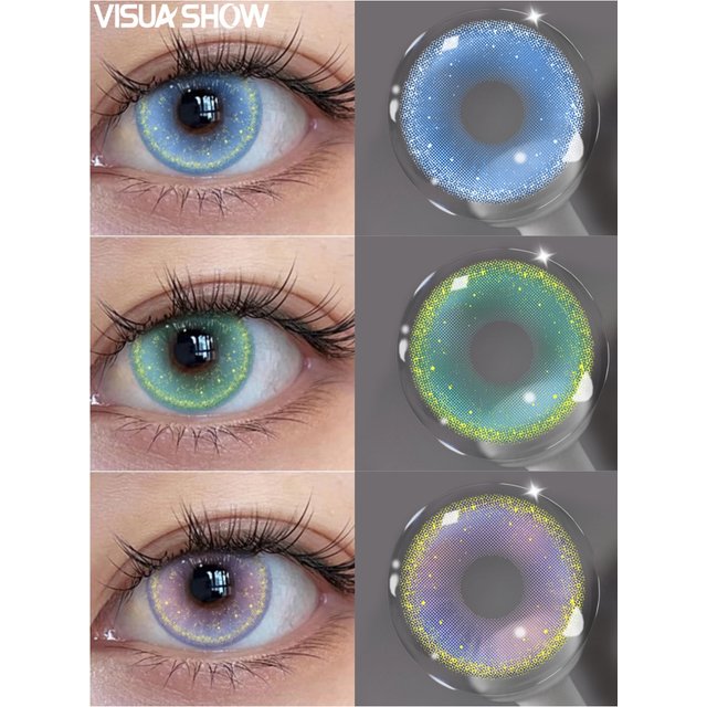 VISUASHOW Cosplay Blue Colored Contact Lenses Small Pupil Color Contacts 1Pair 12 Months Disposable Cosmetic Lens for Eye Makeup