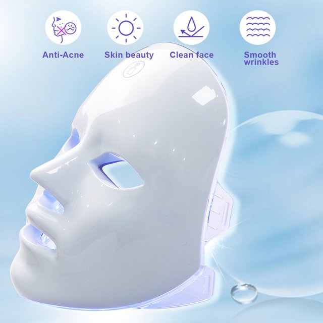 Masque Facial LED 7 couleurs, thérapie photonique, soins de la peau, Anti-acné, rajeunissement de la