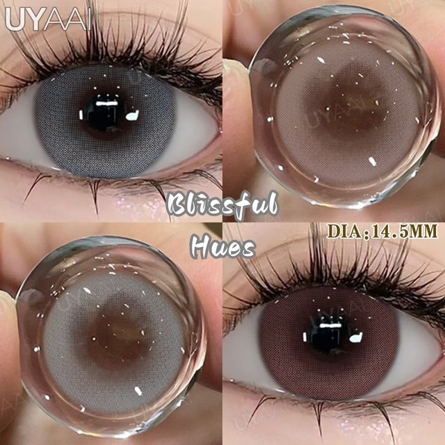 UYAAI 2Pcs Colored Contact Lenses Makeup Fashion Dolly Series Brown Eyes Soft Blue Lenses High Quality Pearl Series Gloss Eyes