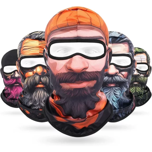 New Beard Men Printed Cycling Mask Hood Caps Unisex Outdoor Motorcycle Riding Balaclava Hat Breathable Sunscreen Neck Head Cover