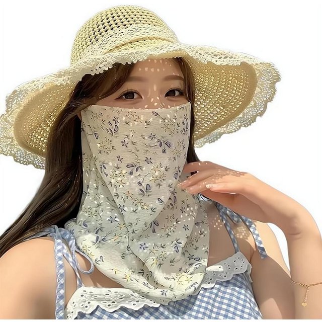 Flowers Summer Sunscreen Mask Full Face Ultraviolet Female Thin Section Cover Face Veil Mask Neck Neck Protector wholesales
