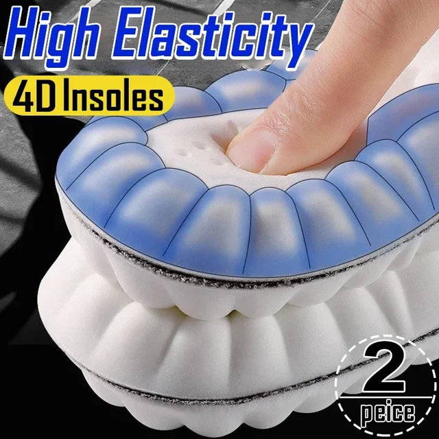 Soft High Elasticity 4D Latex Sport Insoles for men Women Shoe Pads Breathable Deodorant Shockproof Cushion Arch Support Insoles
