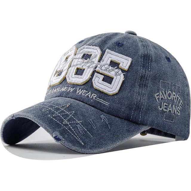 1985 Embroidery Ripped Baseball Cap Washed Distressed Patch Adjustable Dad Hat Vintage Lightweight Sunscreen Sports Hat