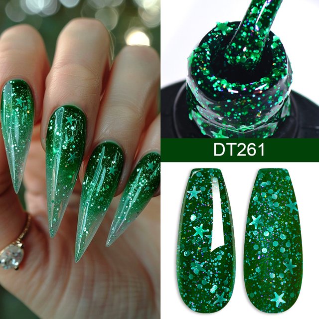 7ml Snowflakes Gel Nail Polish Glitter Sequins Semi Permanant Soak Off UV LED Gel Varnish for Winter Manicure Nail Supplies DIY
