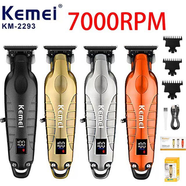 Kemei KM-2293 7000RPM Barber Professional Electric Hair Clipper Trimmer Cordless USB Charging Rechargeable Hair Clippers