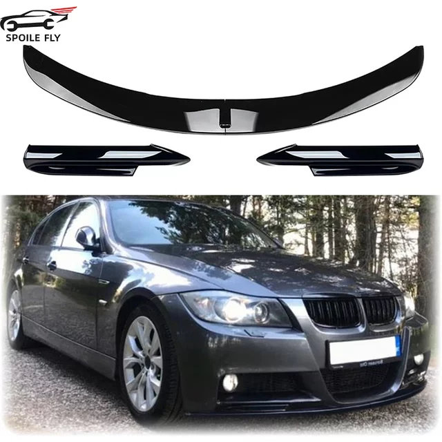 For BMW 3 Series E90 E91 M Tech Pre LCI 2005-2008 High Quality ABS Front Bumper Lip Glossy Black Or Carbon Fiber Look Spoiler