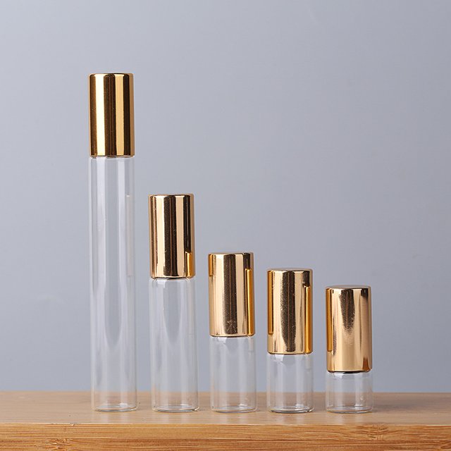 Bouteille en verre à rouleau de 1 à 10ml, flacons d'huile essentielle pour Test d'échantillon, boule en acier, perle de parfum séparée, Fine, transparente, Portable, vide
