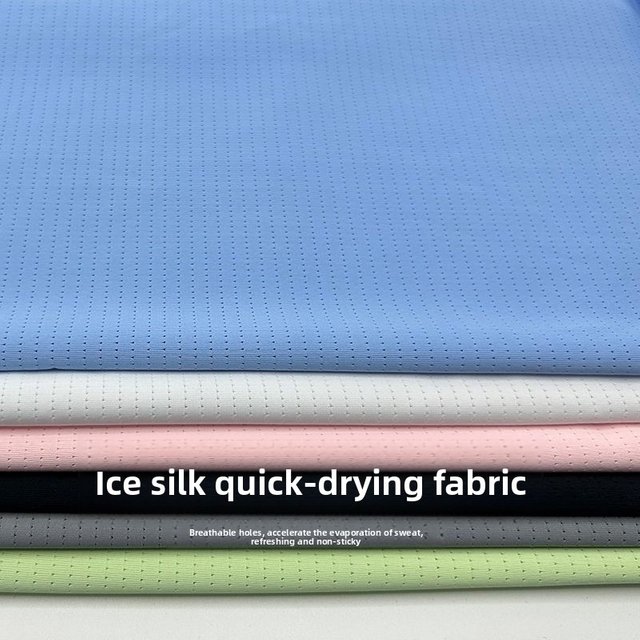 Ice Silk Quick-Drying Mesh Breathable Hole Fabric, Cold Feeling, Elastic Sunscreen Clothing on All Sides, Sports Fabric