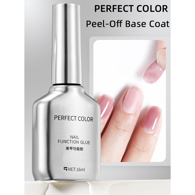 PERFECT COLOR Peel Off Gel Base Coat for Gel Nail Polish 16ml Easy Removal, UV LED Lamp Peel off Nail Polish Without Residue