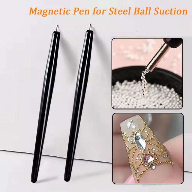 1/2Pcs Super Strong Suction 11cm Steel Ball Magnet Pen for Nail Art Tools Cat Eye Nail Polish Bead Magnet Pen