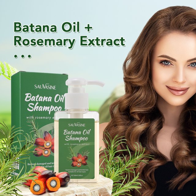 Organic Batana Oil Shampoo Soothing Scalp Intense Repair Batana Nourishing Shampoo with Rosemary Extract for All Hair Types