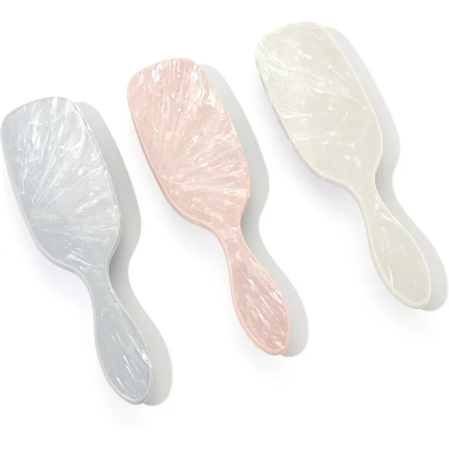 Nouvelle Brosse de Massage à Poignée Marbrée, Peigne Démêlant Anti-Nœuds pour Cheveux et Cuir Chevelu