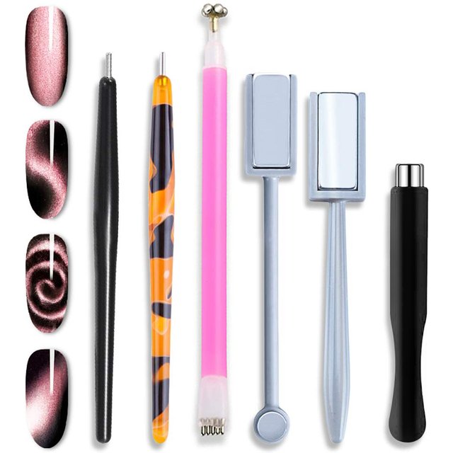 3D Cat Eyes Magnet Magnetic UV Gel Nail Polish Magnet Pens Set Flower Ombre Design Double Head Magnet Stick Manicure DIY