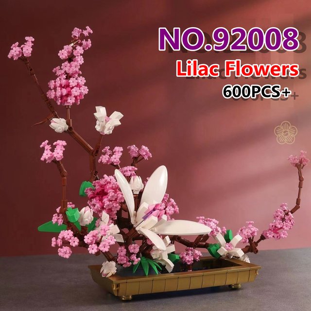 Blocs de construction de fleurs lilas éternelles, jouet avec parfum, Bouquet d'immortalité créatif, ornements, briques MOC, modèle de jouets pour cadeaux