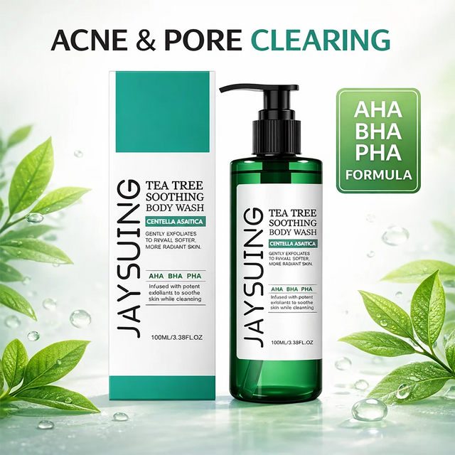 Tea Tree Shower Gel Exfoliating Lasting Aroma Refreshing Control Oil Hydrate Rich Foam Body Wash Soothing Moisturize Bath Lotion