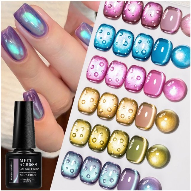 Dawning Cat Magnetic Gel Nail Polish Jelly Glass Bead Effect Semi Permanent UV Gel Varnish Soak Off Nail Supplies Manicure Nail