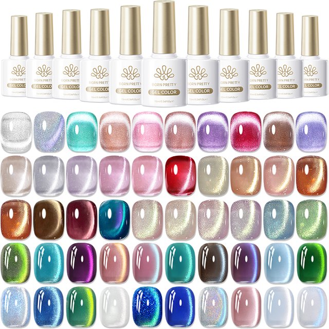 BORN PRETTY 10ml Sparkling Glitter Cat Magnetic Gel Nail Polish Semi Permanent Soak Off UV LED Manicure Varnish Nail Art