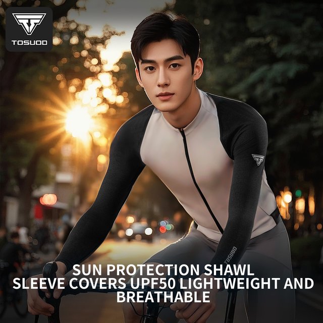 TOSUOD Men Cooling Sunscreen Shawl Sleeves, One-Piece Anti-UV Arm Guard For Cycling Driving Fishing