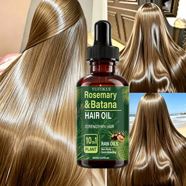 YUITIKUE Rosemary Batana Hair Oil 10 In 1 Plant Raw Oil Quick Absorb Non Sticky Strengthen Nourish Dry Frizzy Hair Care 30ml
