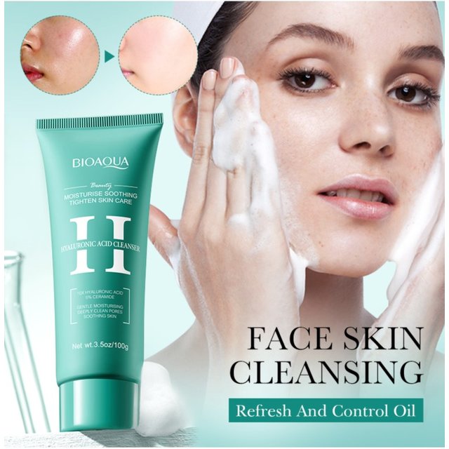 BIOAQUA Hyaluronic Acid Facial Cleanser Moisturizing Face Wash Foam Anti-aging Face Cleanser Facial Skin Care Products