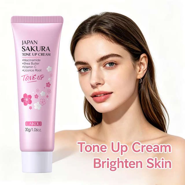 LAIKOU Cherry Blossom Suyan Cream Moisturizing Lazy Face Cream Tone Up Brightening Waterproof Sweatproof Skin Care 30g
