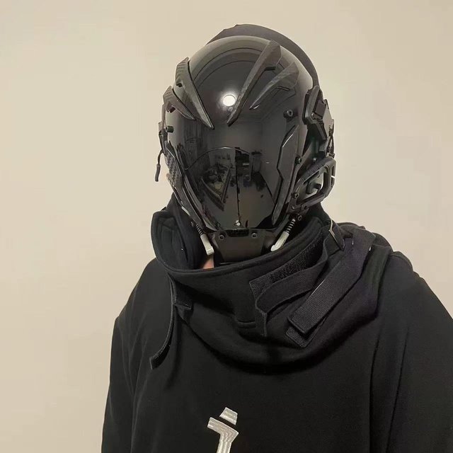 Masque facial complet Cyberpunk noir pour fête d'halloween, masque de Cosplay tactique Cool de Style Mecha, sensation de technologie pour événements, 2025