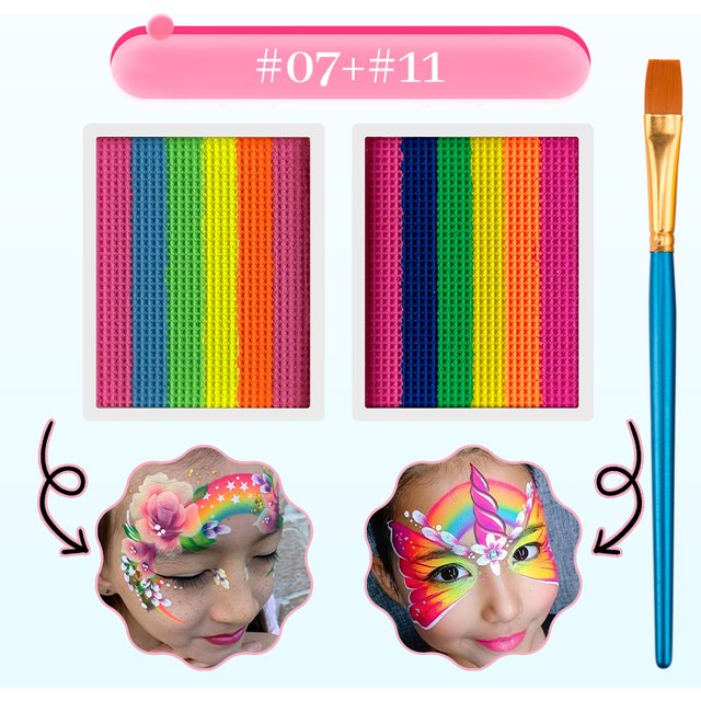 Rainbow Face & Body Paint Makeup,Face Paint Kit,Water-Soluble Face Painting Palette Body Paint Makeup for Festivals,Parties