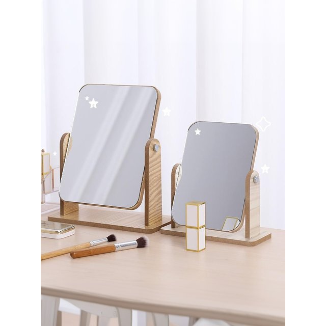 1PC Wooden Vanity Mirror Clear Personal Use Stand Angle Adjustable Makeup Base Desktop