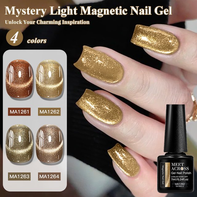 Platinum Glitter Cat Magnetic Gel Nail Polish Mystery Light Glass Beads Cat Eye Semi Permanent Soak Off UV Gel Varnish Nails Art