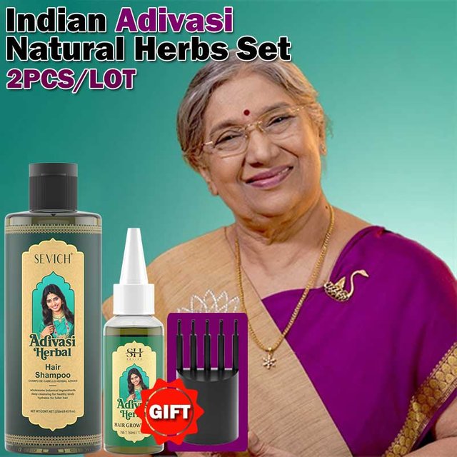 Herbal Hair Growth Set India Adivasi Rosemary Hair Regrowth Oil Ayurvedic Ginger Hair Care Shampoo Anti Hair Loss Treatment