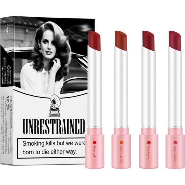 4PCS/Set Creative Cigarette Lipstick Set Matte Long Lasting Waterproof Matt Lip Stick Tube Nude Red Velvet Lip Tint Makeup