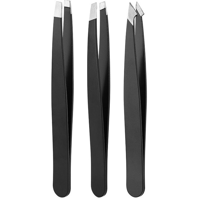 3 Pack Slant Tip Eyebrow Tweezers Set Stainless Steel for Facial Hair Removal Eyelash Extension Ingrown Hair Makeup Beauty Tools