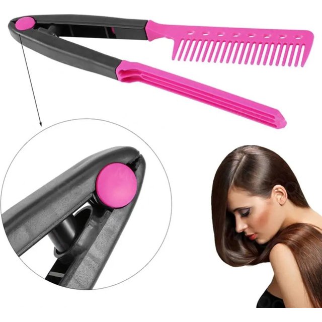 Portable Comb DIY Hair Salon Flat Iron Straightener, Hair Comb Straightening Comb Hair Tools Hair Brush
