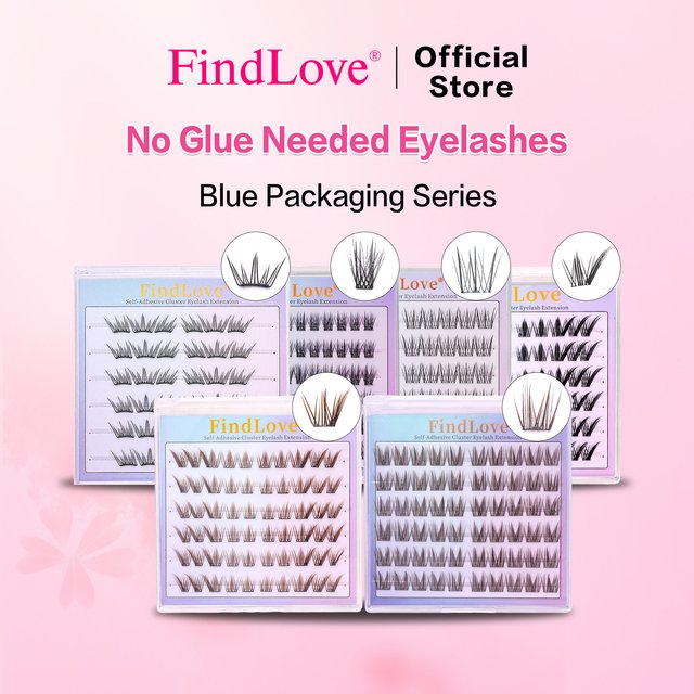 Reuse 6Rows FindLove All Series Self-Adhesive Lashes Natural Reusable False Eyelashes Glue-free Eyelash Extension Makeup Cosplay