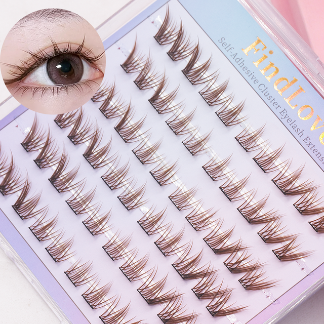 60pcs Brown Pre Glue Lashes 11-14mm Fox Eye Lash End Eye Elongated False Eyelashes Natural and Reusable Glue Free Lashes Makeup