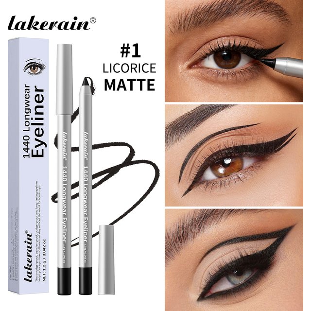 Lakerain Longwear Eyeliner 24h Long-lasting Wear Waterproof Smudge-proof Smooth Precise Application Smokey Eyeliner 12 Color