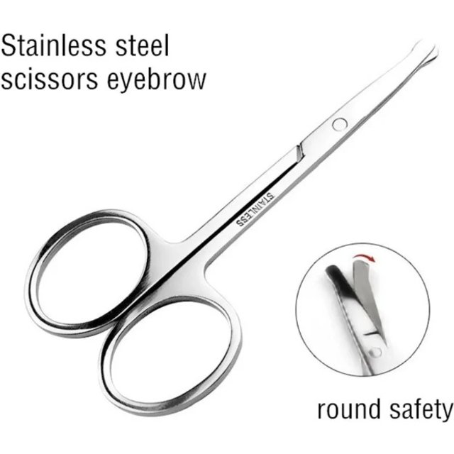 Multifunctional Stainless Steel Round Safety Scissors Eyebrow Makeup Scissor Nose Hair Trimmer Scissors Eyebrow with Round Head