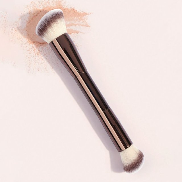1Pc Professional Long Aluminum Tube Makeup Brush,Double-Ended Highlight Brush Contour Brush,Makeup Tools With Soft Fiber And Ski