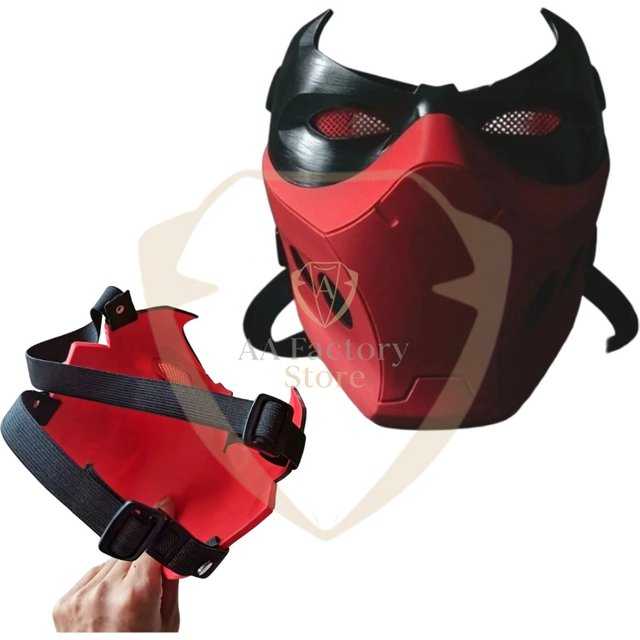 Anime Red Hood Jason Todd Cosplay Mask Superhero Half Face Masker Helmet Halloween Adult Unisex Accessories Costume Party Prop