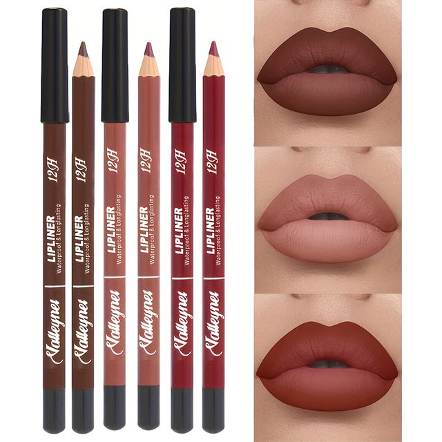 6 Color Velvet Matte Lip Liner Set - Long-Lasting Versatile Shades Longlasting Lip Makeup Berry, Brown, Pink Lip Pencil