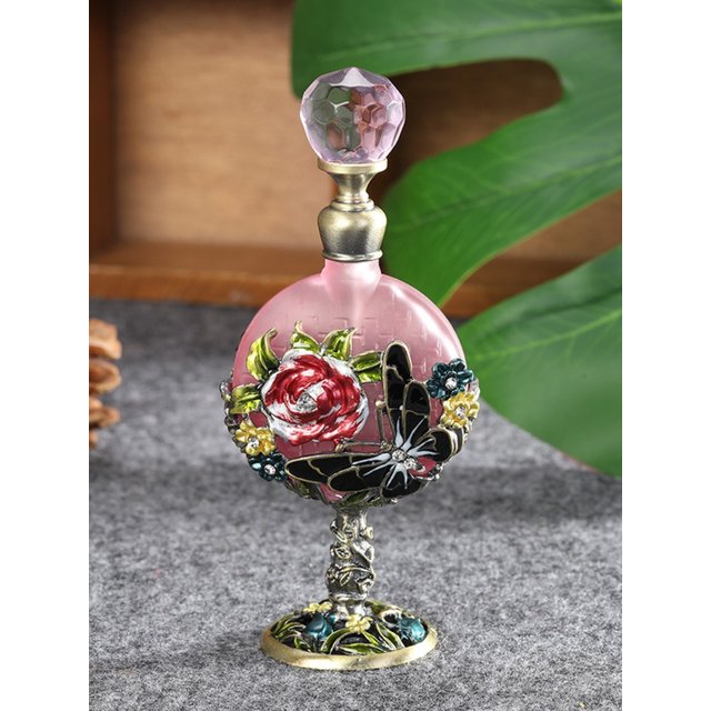 Bouteille de parfum Vintage en verre Rose, recyclable, vide, huile essentielle, fendue, cadeaux de mariage créatifs, coiffeuse, décoration de maison