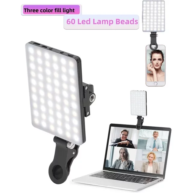 LED Mobile Phone Fill Light USB Type-C Dual Port Charging Universal Fill Lamp For Makeup Live Streaming Selfie Video Conference
