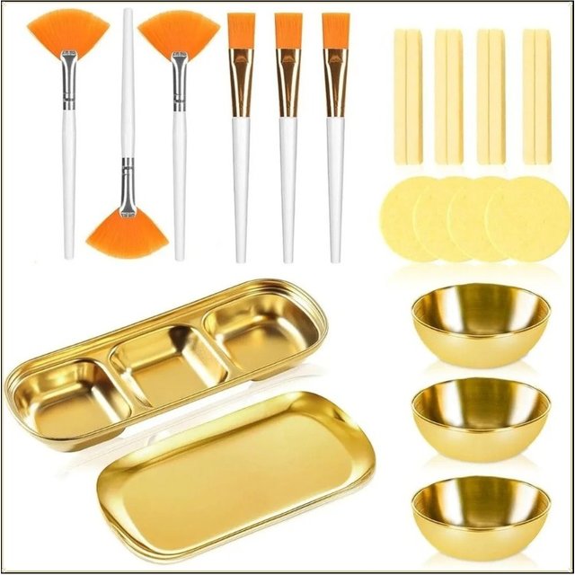 23Pcs Facial Mask Mixing Tool Set Including Mask Brushes Mixing Bowls Compressed Facial Sponges DIY Face Mask Making Accessory