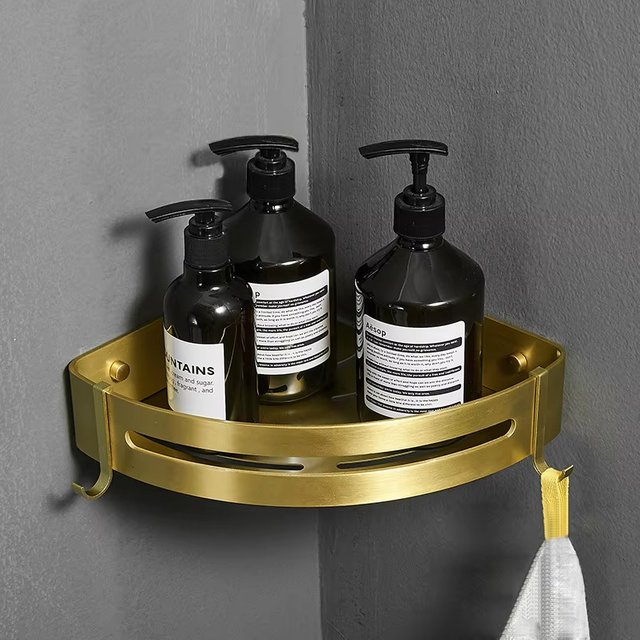 Corner Shelf Wall Mounted Bathroom Shelf Gold Aluminum Bath Shower Shelf Bath Shampoo Holder Corner shelf