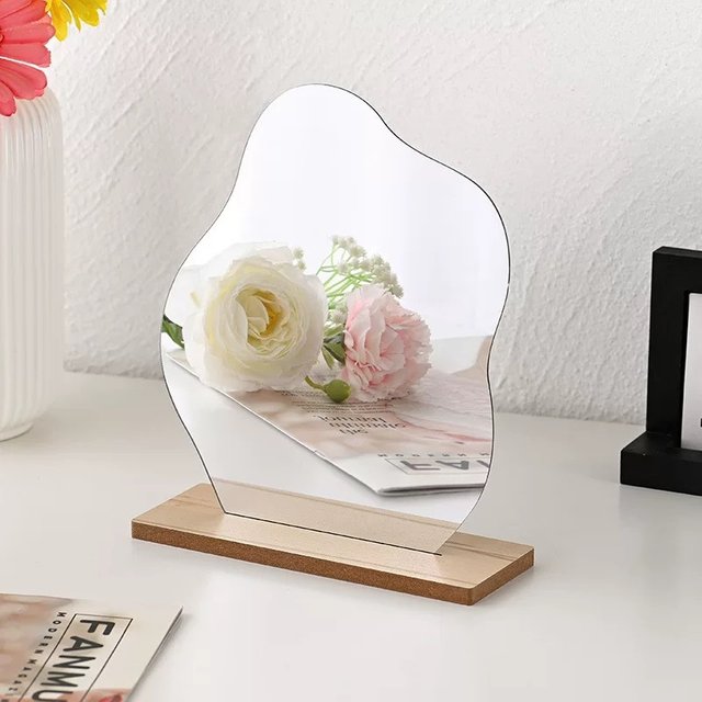 DIY Office Makeup Desktop Ornament Decoration Standing Mirror Acrylic Irregular Mirror For Home Decoration