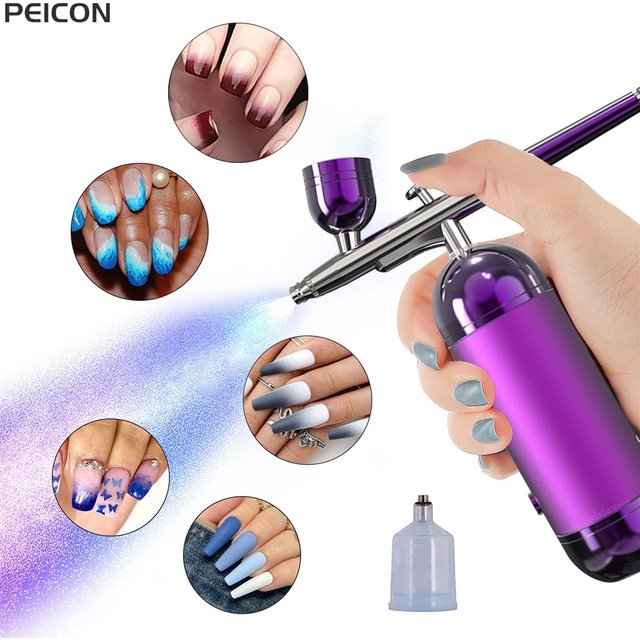 Airbrush Nail With Compressor Portable Airbrush For Nails Cake Tattoo Makeup Paint Air Spray Gun Oxygen Injector Air Brush Kit