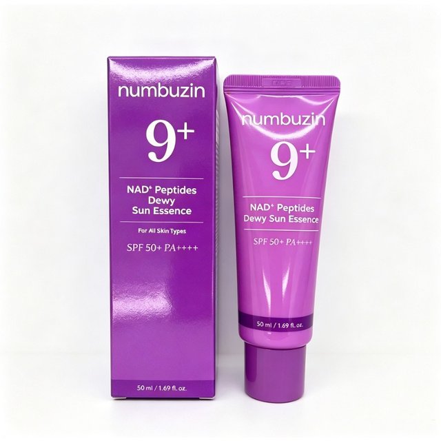 Numbuzin 9+ NAD+ Peptide Dewy Sun Essence 50ml SPF50+ PA++++ Hydrating Moisturizing Sunscreen Essence Daily UV Protection