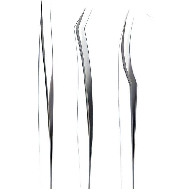 Stainless Steel High-Precision Grafting Eyelash Tweezers with Golden Feathers - Professional Makeup Tool for Synthetic Hair
