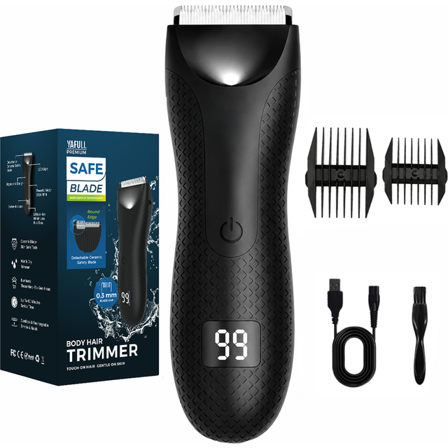 Men's Electric Groin & Body Hair Trimmer IPX6 Waterproof Shaver Body Grooming Clipper Bikini Epilator USB Rechargeable