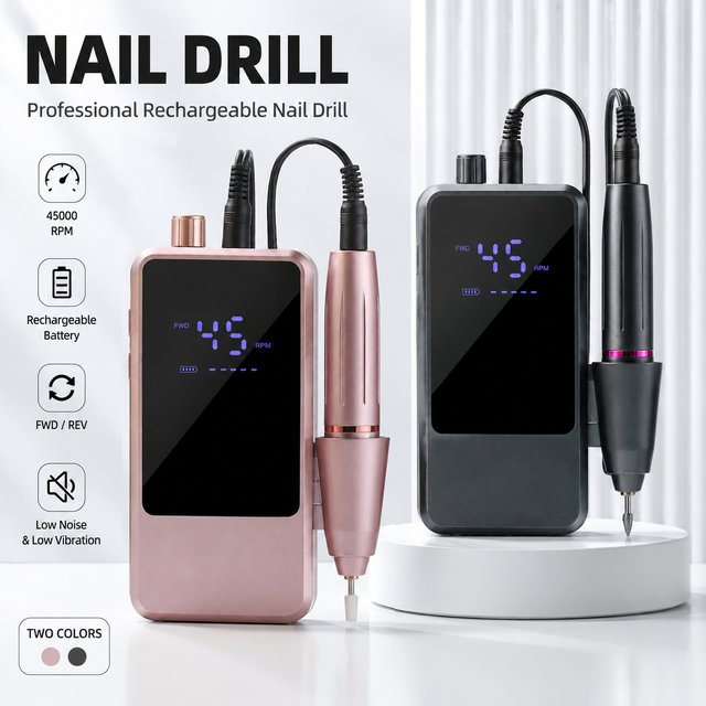 45000RPM Electric Nail Drill Rechargeable Nail Sander File Professional LED Display Nail Polisher For Gel Nail Polish Salon Tool